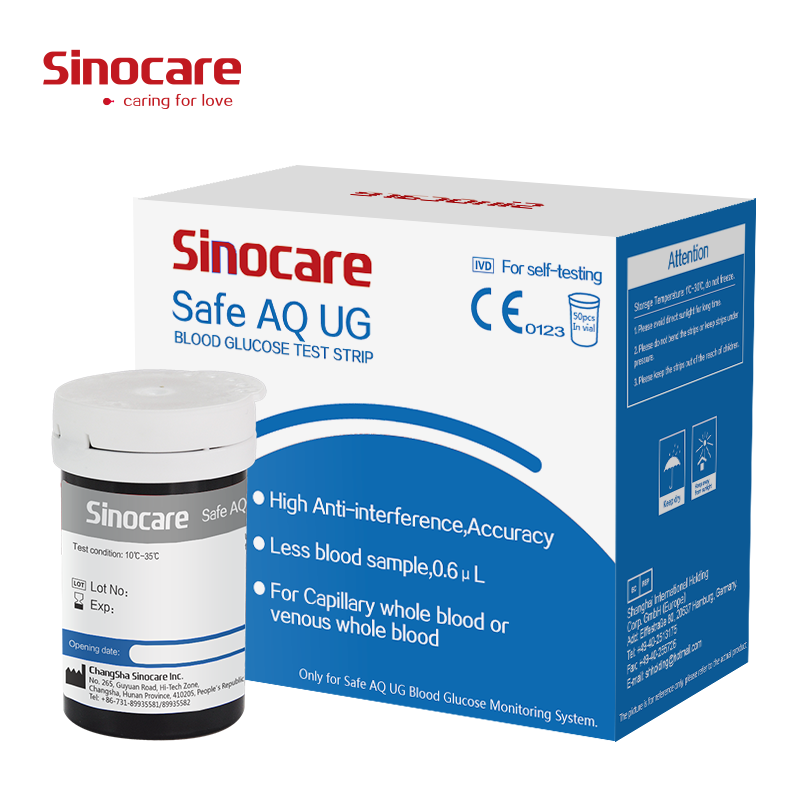 [50 Stück] Sinocare Blutzuckerteststreifen mit kostenlosen Lanzetten | Sicheres AQ UND
