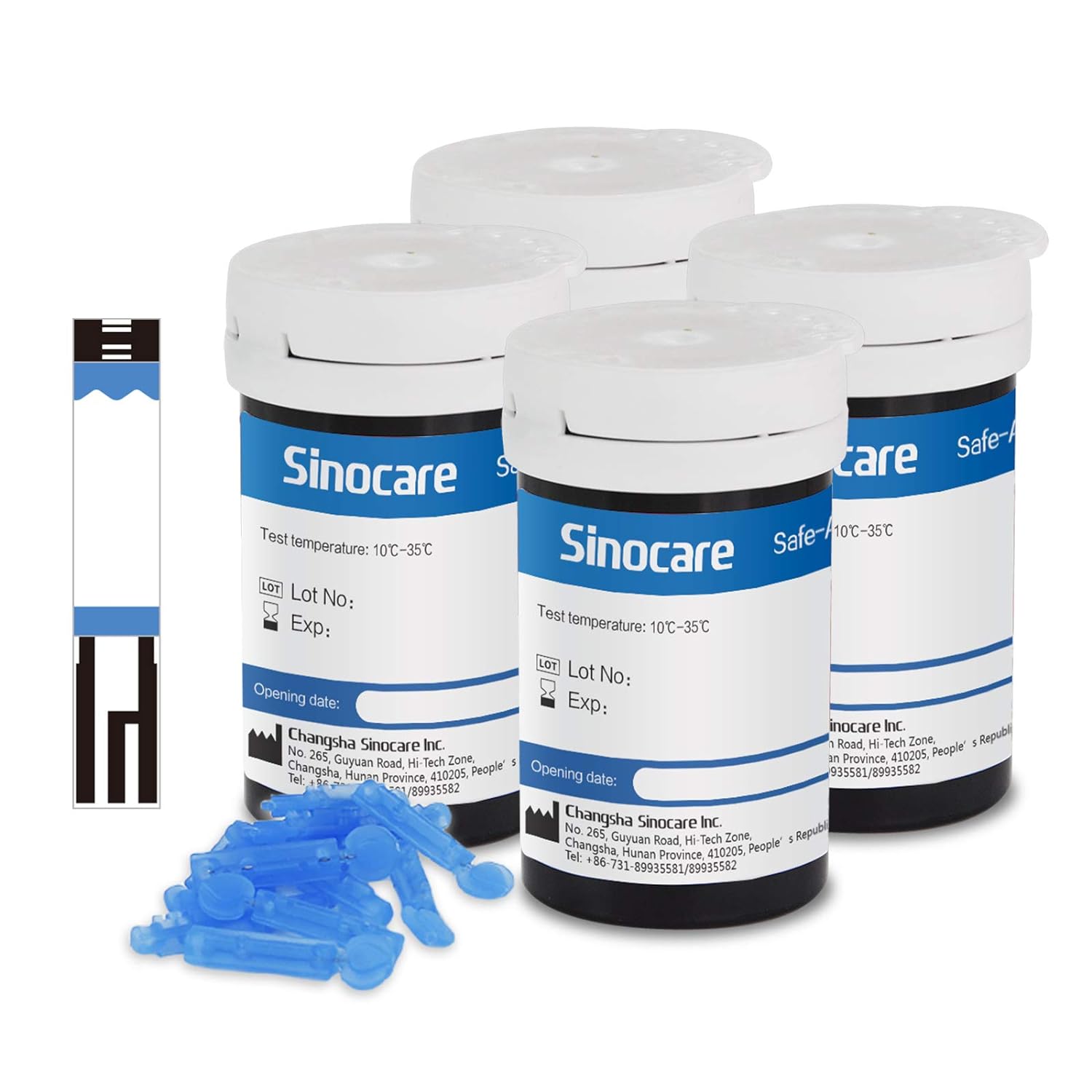 [100 Stück] Sinocare Blutzuckerteststreifen mit kostenlosen Lanzetten | Sicherer Akku 2