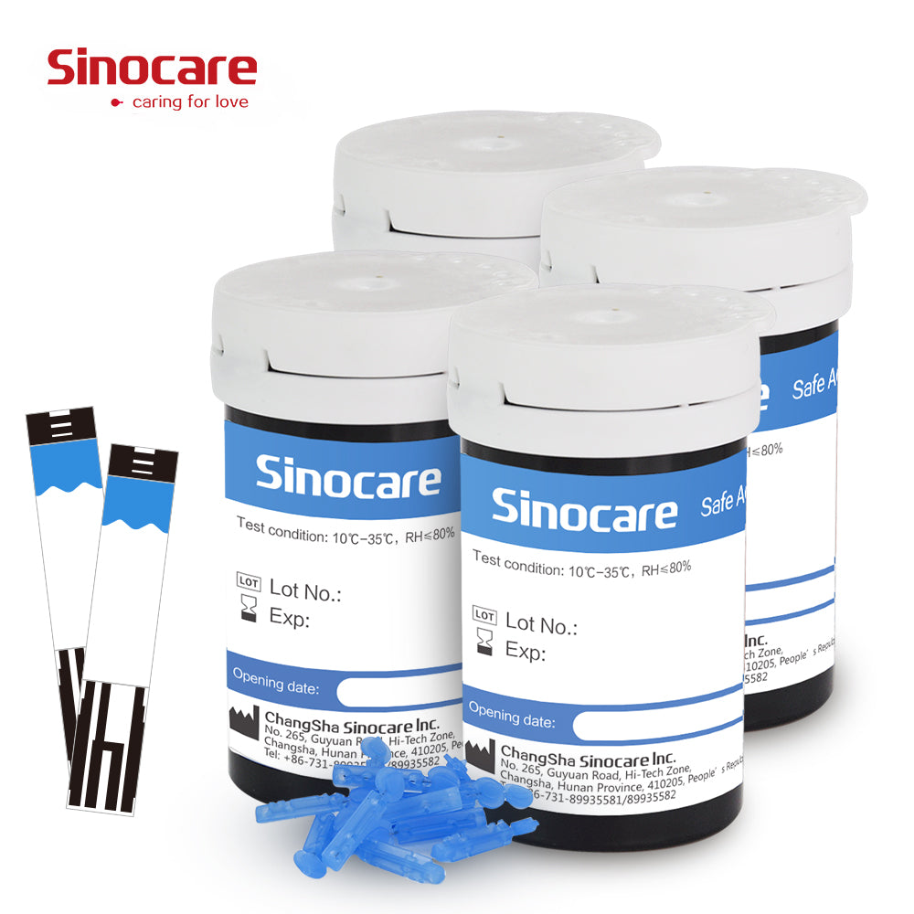 [100 Stück] Sinocare Blutzuckerteststreifen mit kostenlosen Lanzetten | Safe AQ UG