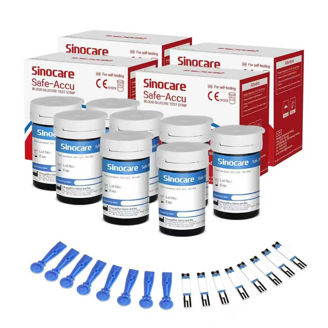 [200pcs] Sinocare Blutzuckermessgerät Glukoseteststreifen mit kostenlosen Lanzetten | Safe Accu