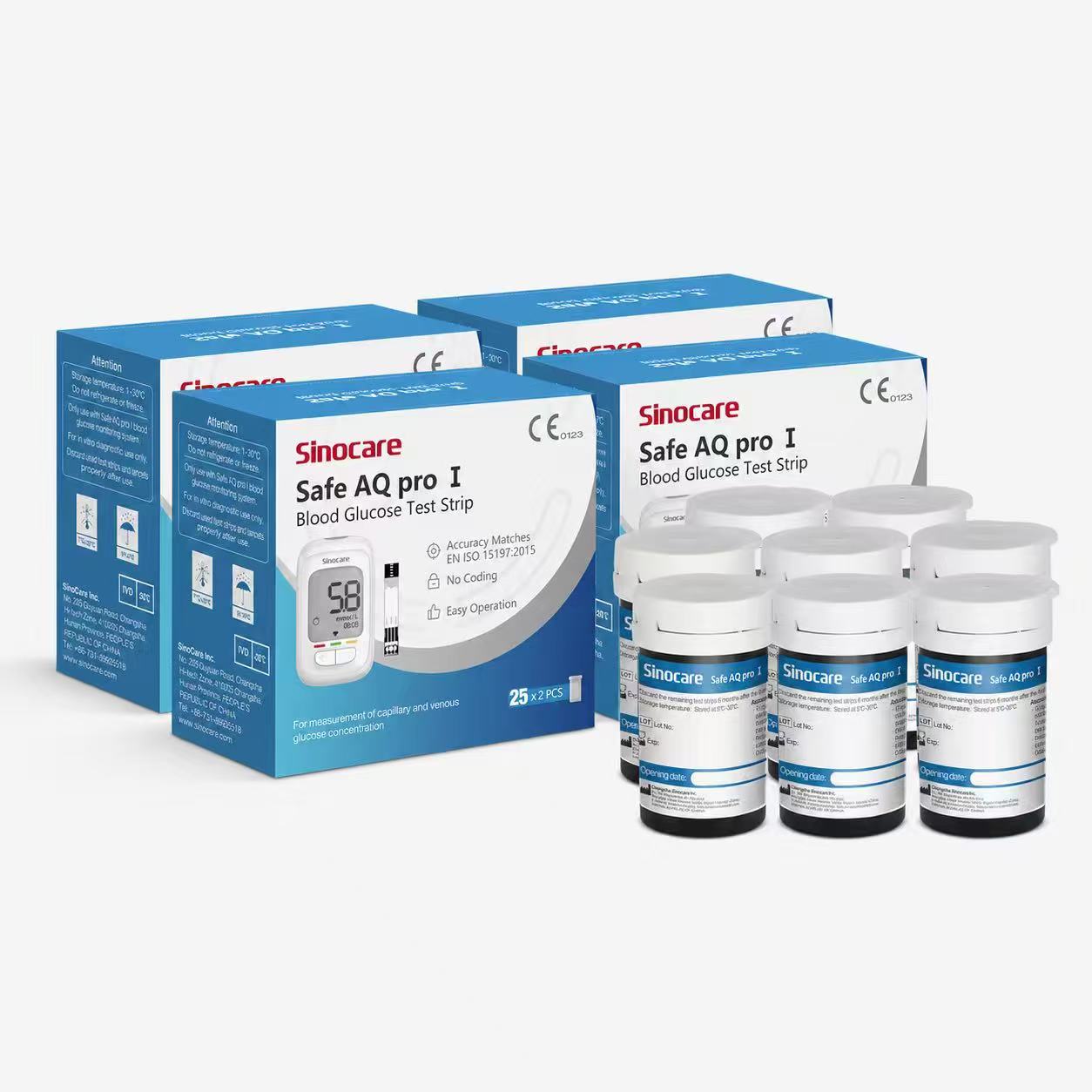 [200pcs] Sinocare Blutzuckermessgerät Glukoseteststreifen mit kostenlosen Lanzetten | Safe AQ proⅠ