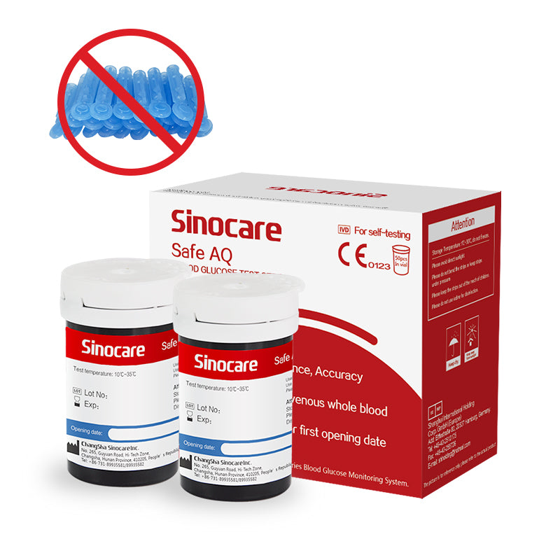 [50 Stück] Sinocare Blutzuckerteststreifen ohne Lanzetten | Safe AQ Smart/Safe AQ Voice