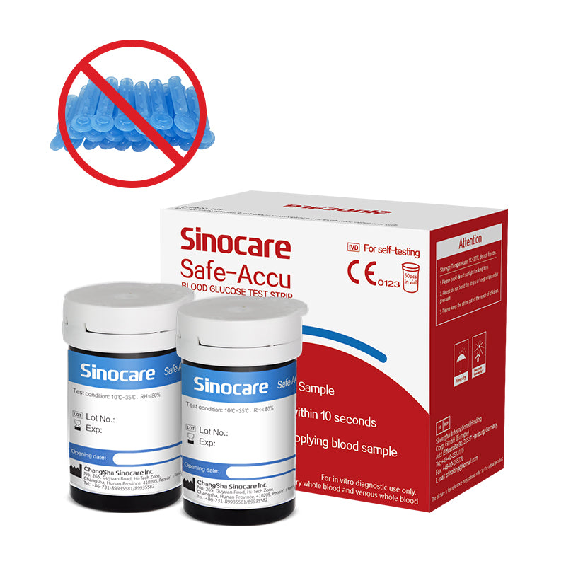 [50 Stück] Sinocare Blutzuckerteststreifen ohne Lanzetten | Sicherer Akku