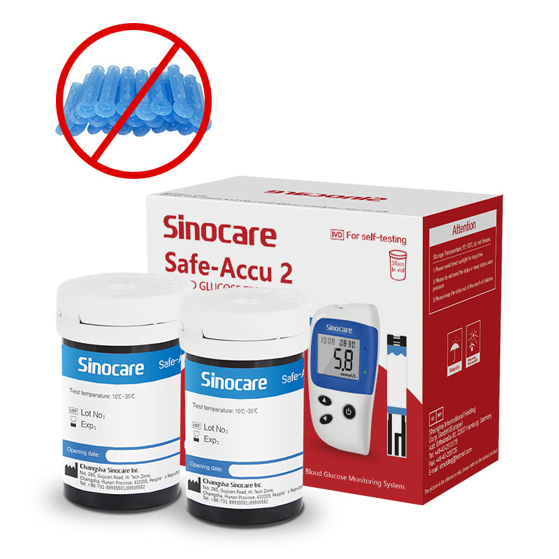 [50 Stück] Sinocare Blutzuckerteststreifen ohne Lanzetten | Sicherer Akku 2