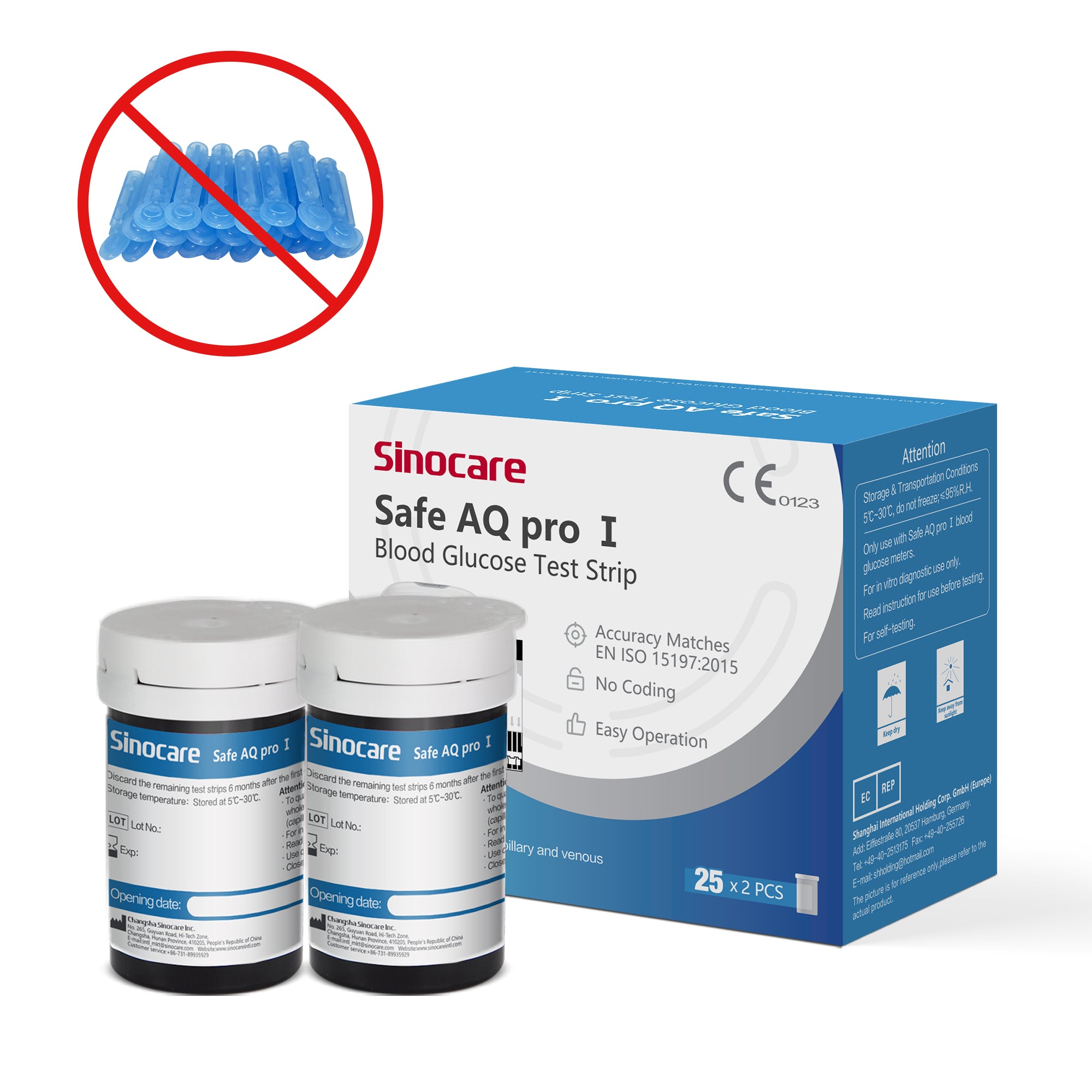 [50 Stück] Sinocare Blutzuckerteststreifen ohne Lanzetten | AQ pro I