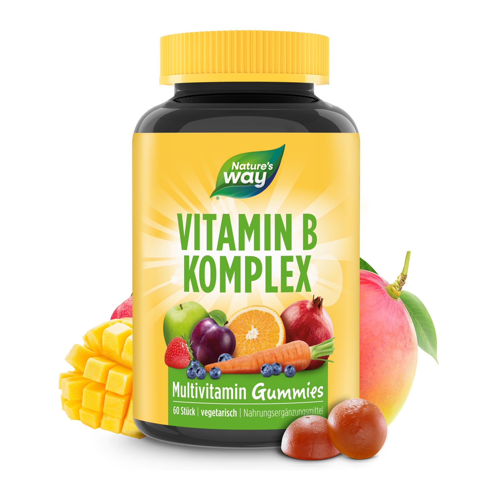 Vitamin B Komplex Gummies – alle B-Vitamine, Mango-Geschmack