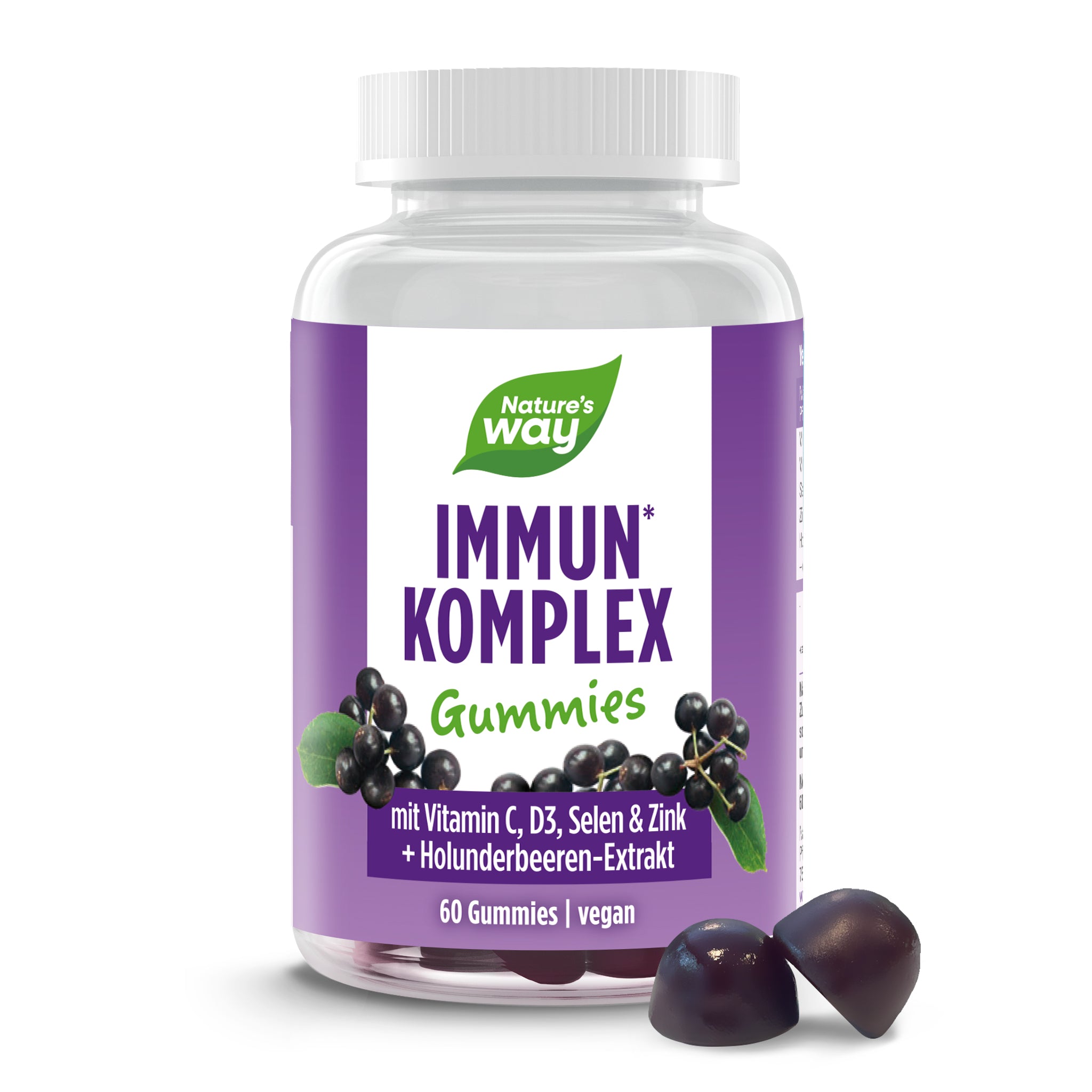 Immun Komplex Gummies – Vitamin C, Zink & D3, Holunderbeer-Geschmack