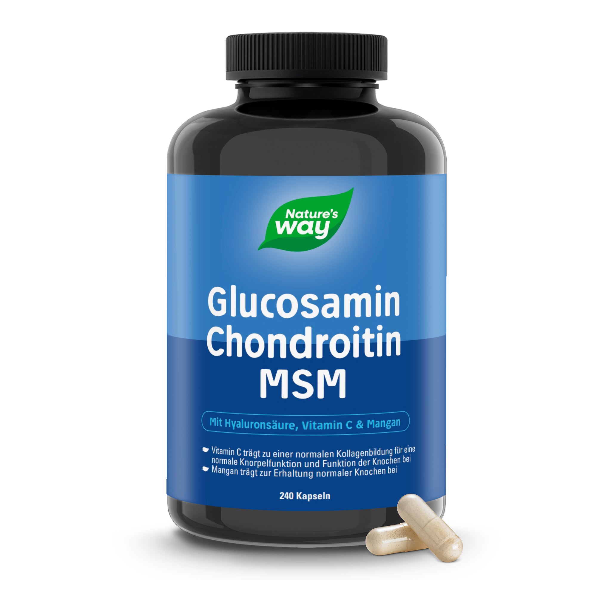 Glucosamin Chondroitin MSM Kapseln – 6in1-Komplex für Knochen und Knorpel