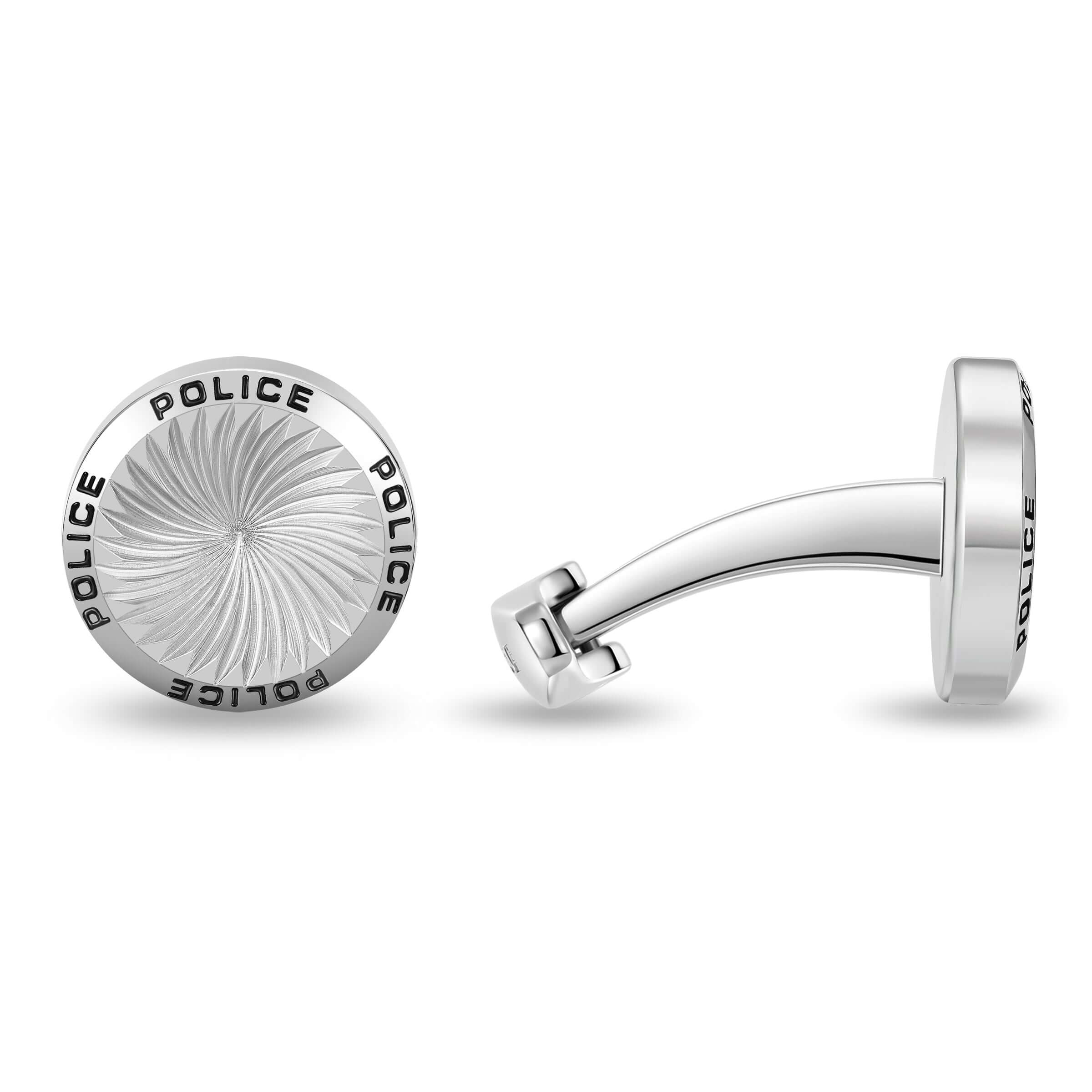 Police Herren Manschettenknöpfe Silber Metall - Manschettenknöpfe Herren - Hochzeit - Geschenk - Business - Mode