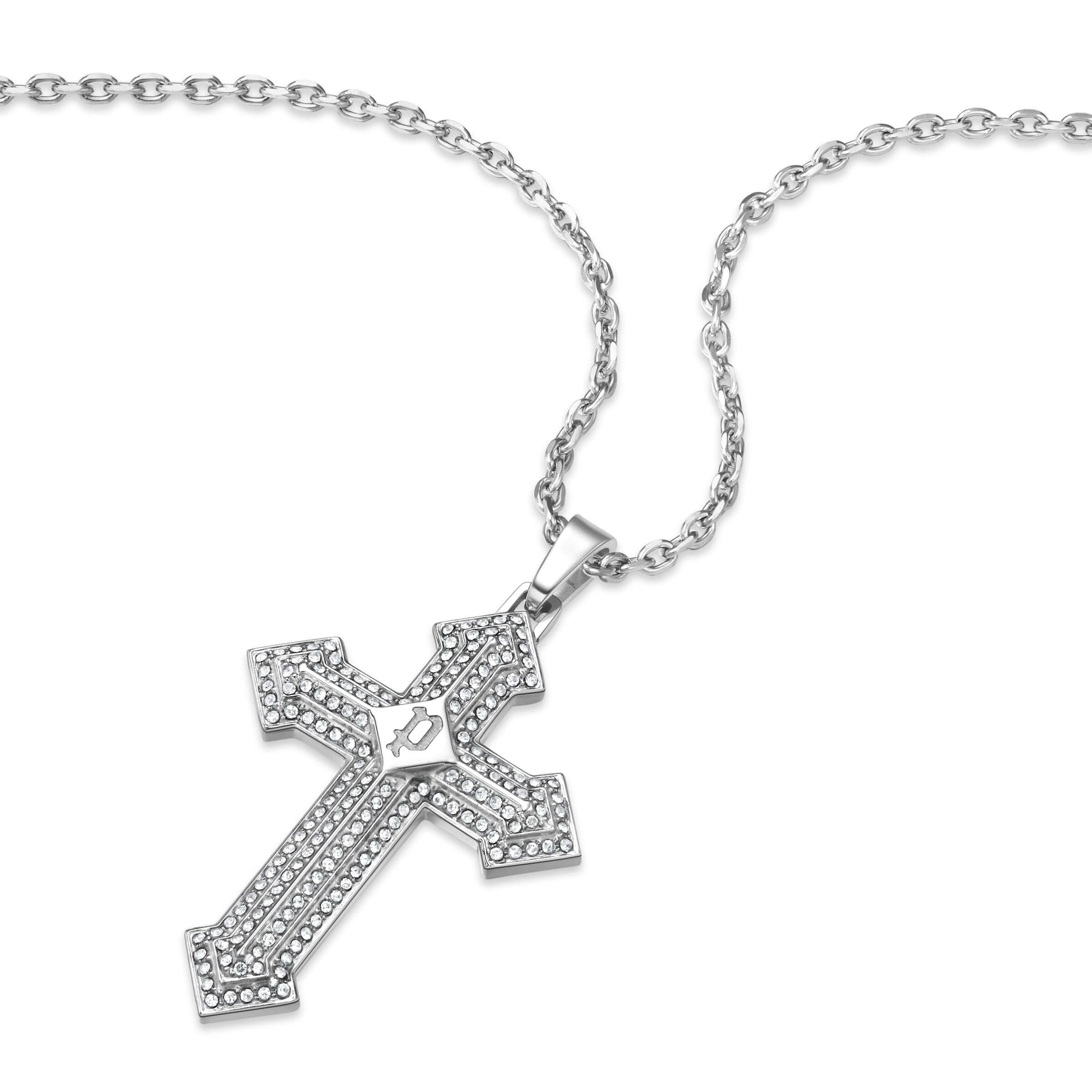 Police Herren Kette Halskette Silber 50 cm Edelstahl Kreuz Anhänger Herrenkette Silber Kette Halskette Herren Schmuck