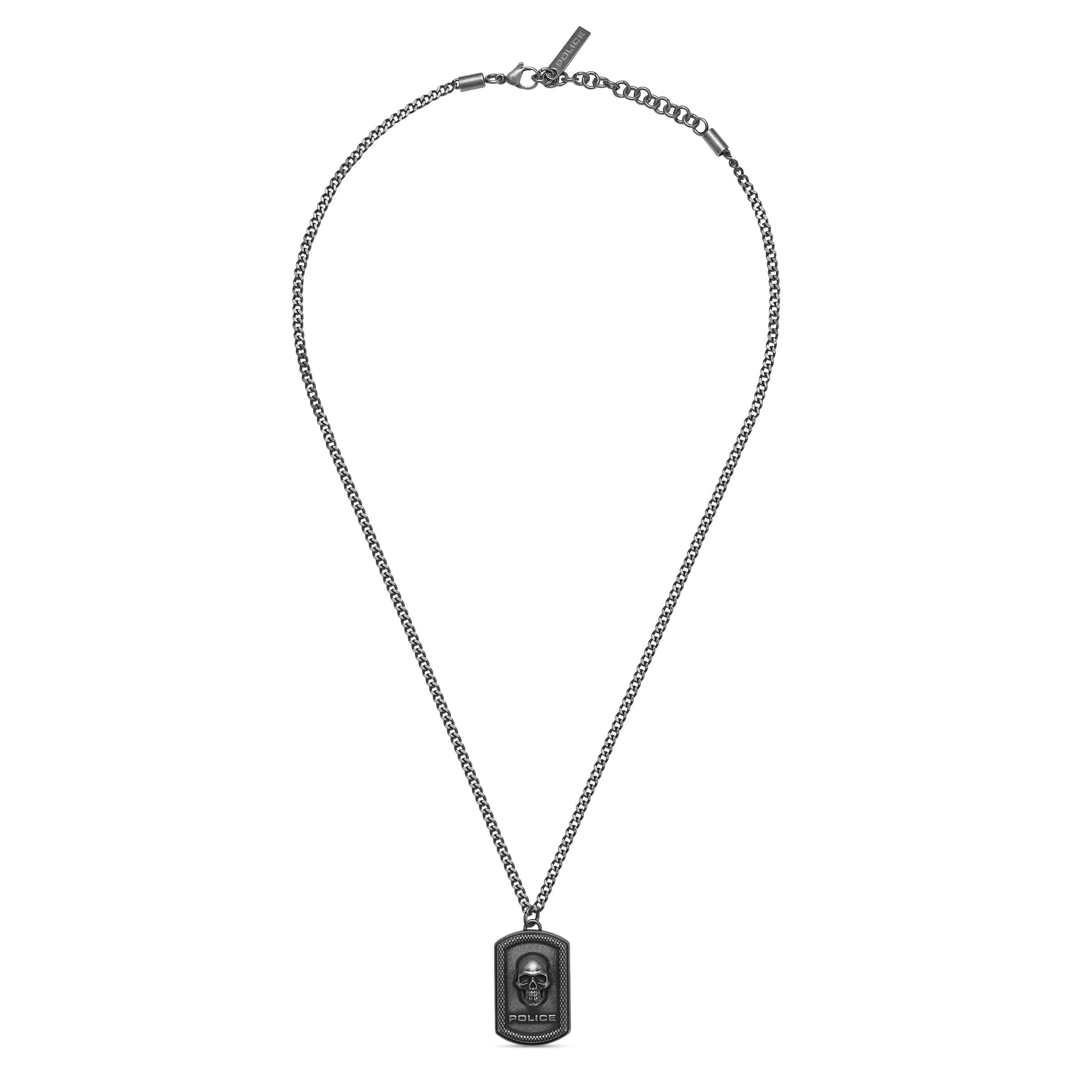Police Herren Kette Halskette Silber Edelstahl Totenkopf Anhänger Herrenkette Halskette Silber