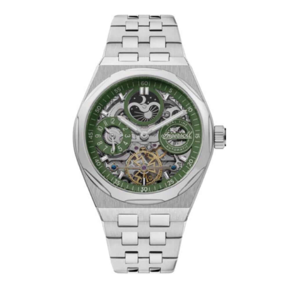 INGERSOLL Automatikuhr The Broadway Dual Time silber onesize Herren Skelettiertes Zifferblatt 43 I12905