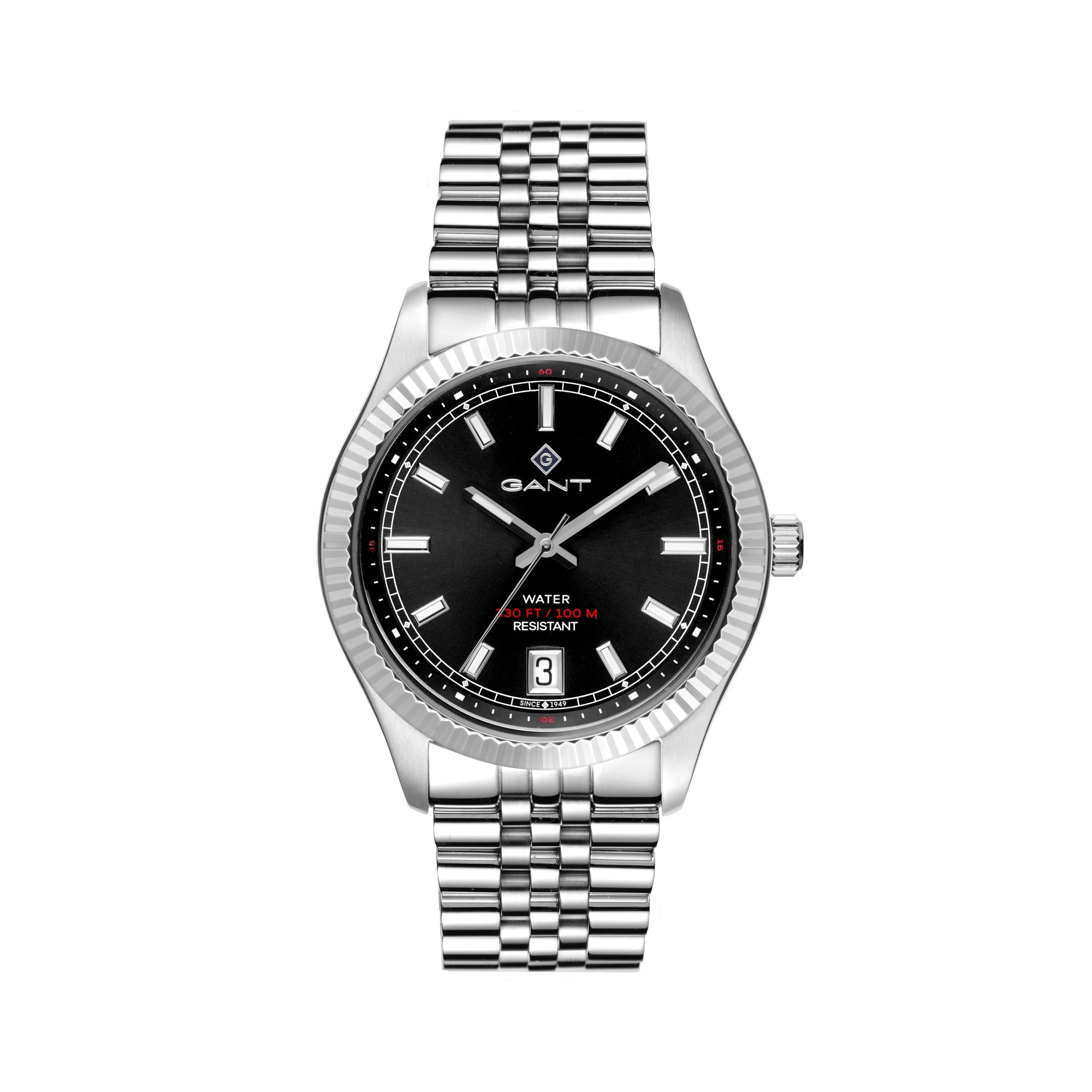 Sussex 44, 43,5mm, silber/schwarz