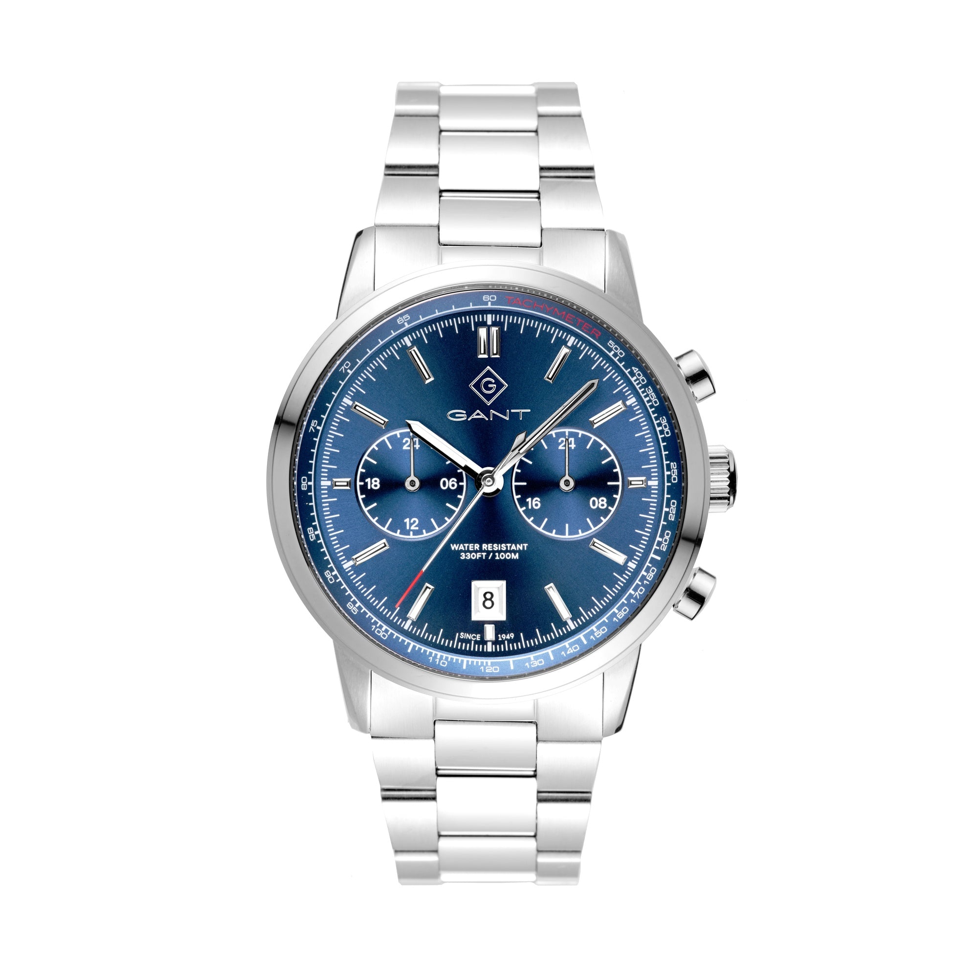 Bergamo, 42mm, silber/blau