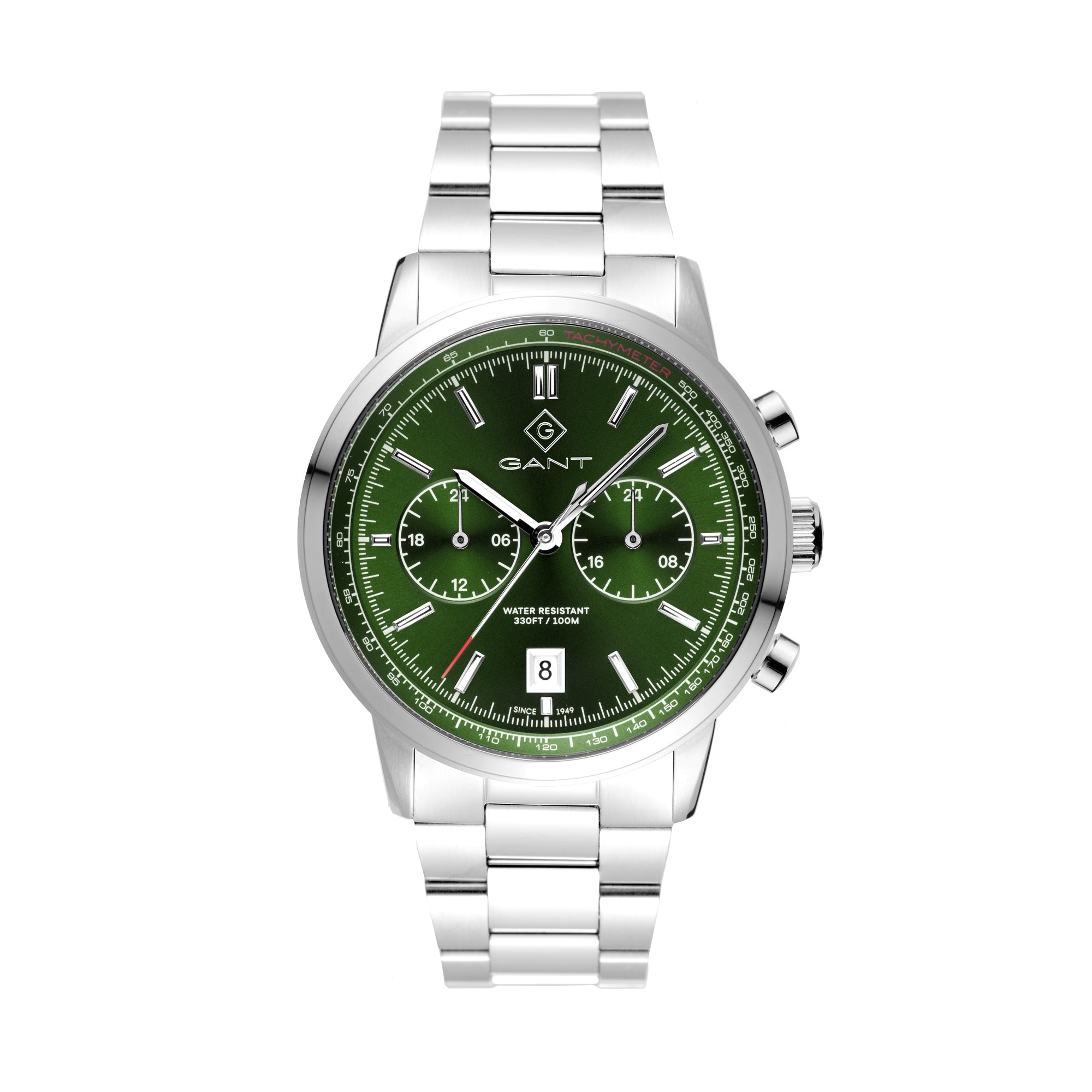 Bergamo, 42mm, silber/grün