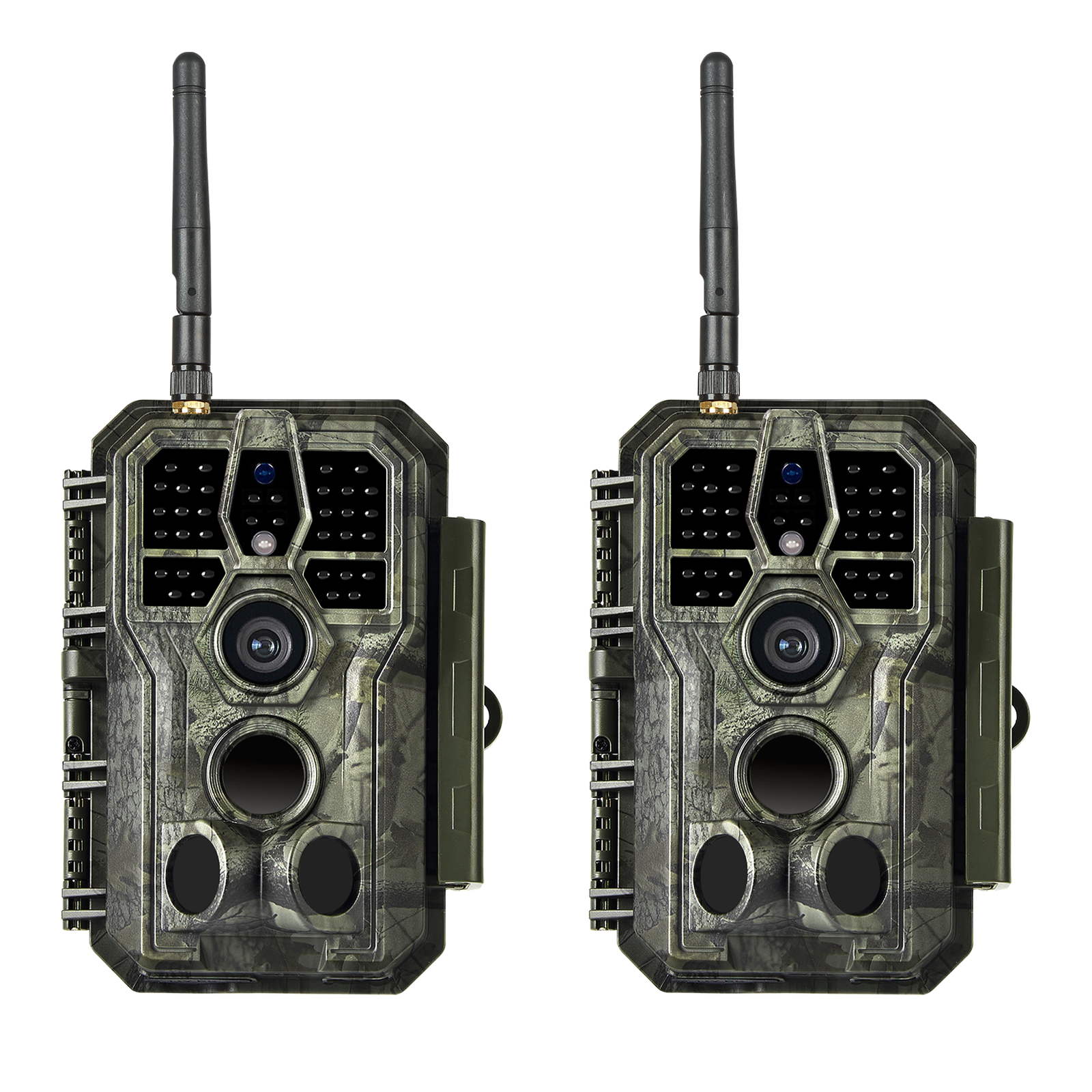2-tlg. Wildkamera Wlan Fotofalle Jagdkamera Wildtierkamera 64MP 1296P 0,1s Schnelle Trigger Geschwindigkeit Nachtsicht Bewegungsmelder 110°PIR IP66 Wasserdichter | A280W Mattes Militärgrün