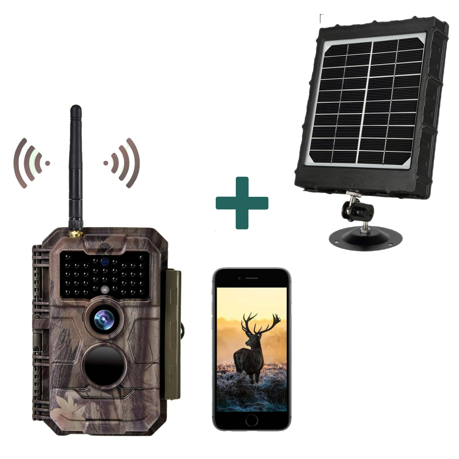 Bundle Wildkamera Wildtierkamera Jagdkamera Wlan 64MP 1296P 0,1s Auslöserzeit Bewegungsmelder 110°PIR und Solarpanel-Kits 8000mAh 12V/9V/6V| W600 Rot