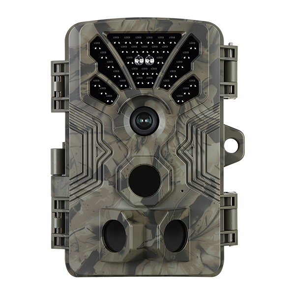 4K Video 64MP Photo Wildkamera mit Audio- und Bewegungsmelder, Nachtsicht, max. Reichweite bis zu 30 m, Auslösegeschwindigkeit 0,1 s, wasserdicht gemäß IP66 | A106 Eichenbraun